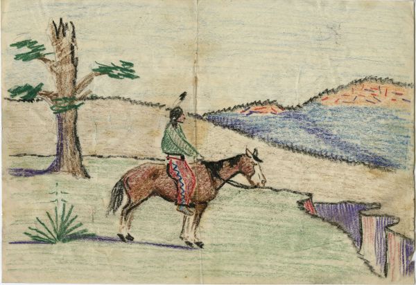Untitled [horse and rider at canyon]