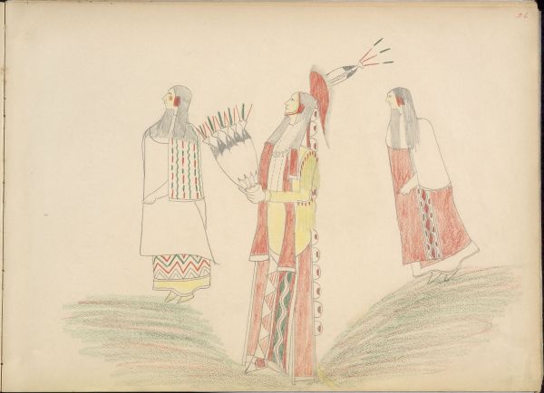 Chanate (Kiowa) Stealing Two Maidens (Kiowa)
