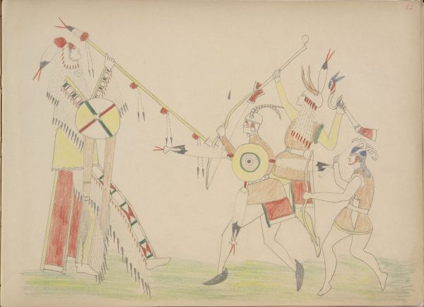 I-Yau (Kiowa) Kills one of the Sioux Attacking Him and then Escapes