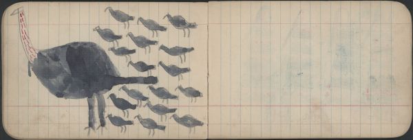 BIRDS:  Female Turkey with 17 Poults; Blank Page
