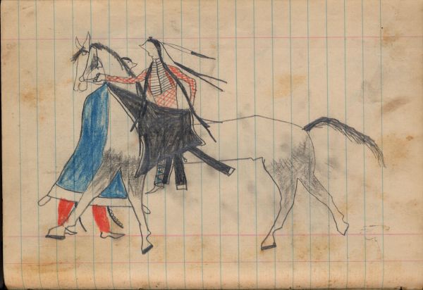 Man riding a horse next to woman