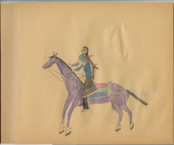Man riding purple horse