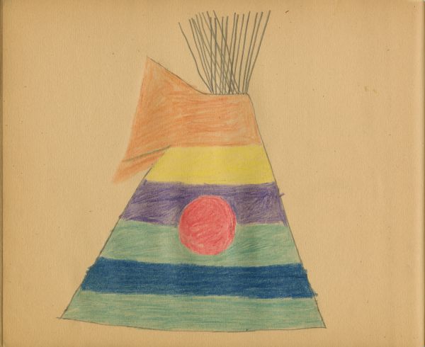 Rainbow tipi with red circle