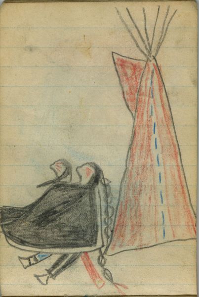 COURTING: Red Tipi and Man and Woman Covered in Black Blanket  