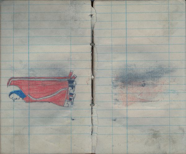 Couple with red cape, blue shawl | BLANK; rubbing from facing page 
