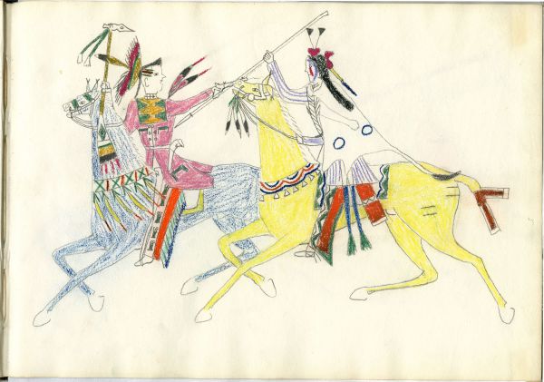 Mounted Kiowa fights against Mounted Osage