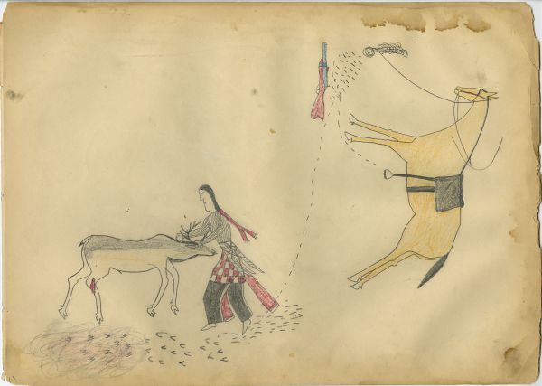 Man with Horse Killing Black Tail Deer