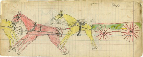 Team of 6 Horses & Covered Wagon (notation on wagon: Munn & other)