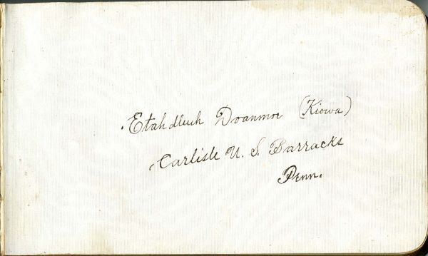 Inscription:  Etadleuh Doanmoe (Kiowa)  Carlisle, U.S. Barracks  Penn.
