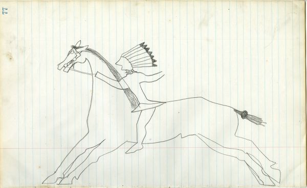 Lakota with unfinished hands on horse