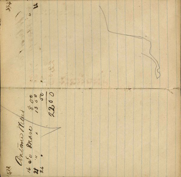 Writing - Antoine Welles; Outline of horse back and hind - unfinished