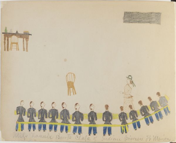 Miss Nannie Burt’s class of Indian prisoners. Ft. Marion