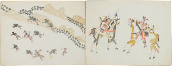 Running Buffalo on Horseback | Meeting of Kiowa and Osage Chiefs