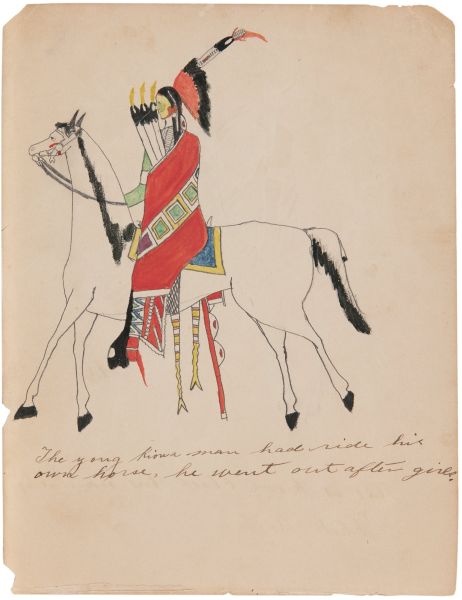 The young Kiowa man had ride his own horse. He went out after girls.