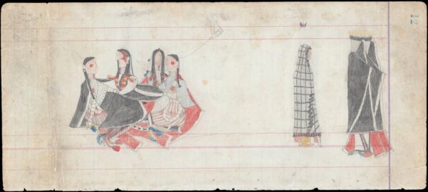 Left: 2 couples seated together and sharing; Right: couple with chaperone