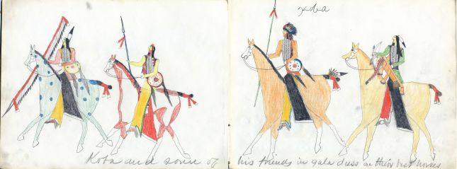 Koba-Russell Sketchbook: Plate 11 Koba and some of his friends in gala dress on their best horse
