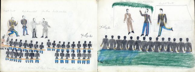 Koba-Russell Sketchbook: Plate 12 School men at Fort Marion, St. Augustine, Florida