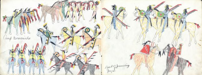 Koba-Russell Sketchbook: Plate 18 Camp ceremonials